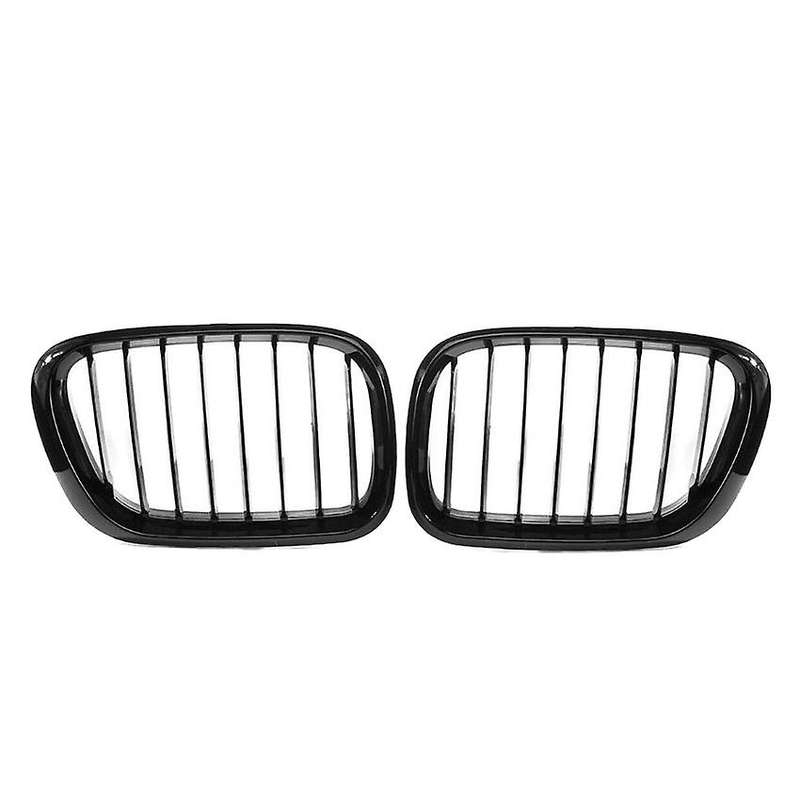 Car Front Grille Grill L&R Hood Bumper Kidney Grilles Gloss Black for - E53 X5 1999 2000 2001 2002 2