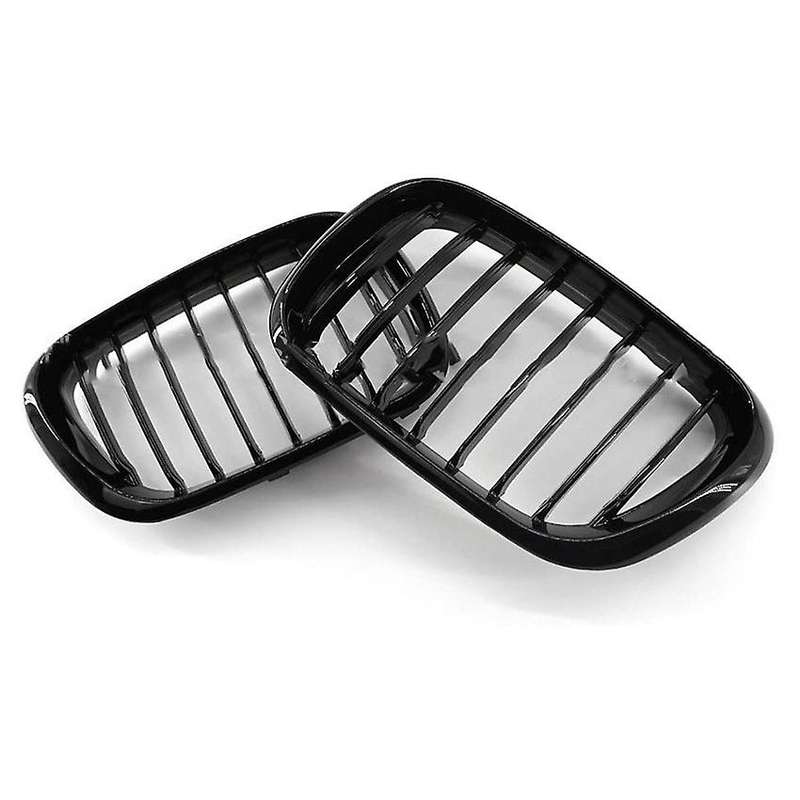 Car Front Grille Grill L&R Hood Bumper Kidney Grilles Gloss Black for - E53 X5 1999 2000 2001 2002 2