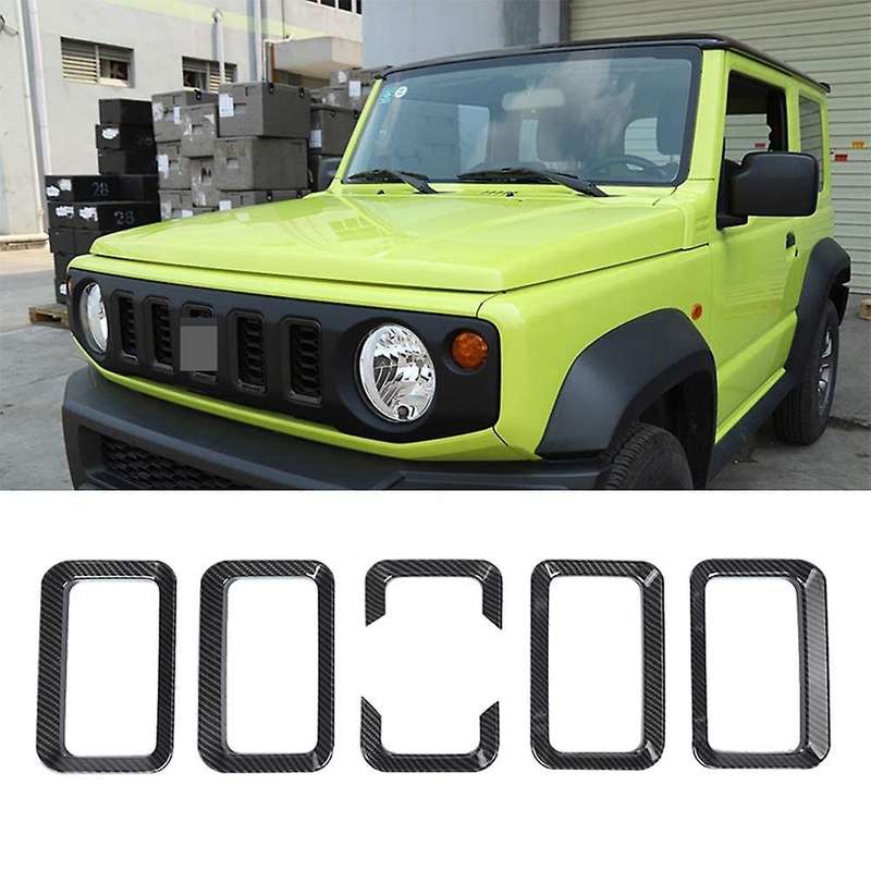 Car Front Grille Insert Decorative Cover Stickers for Jimny JB74 2019 2020 Exterior Carbon Fiber