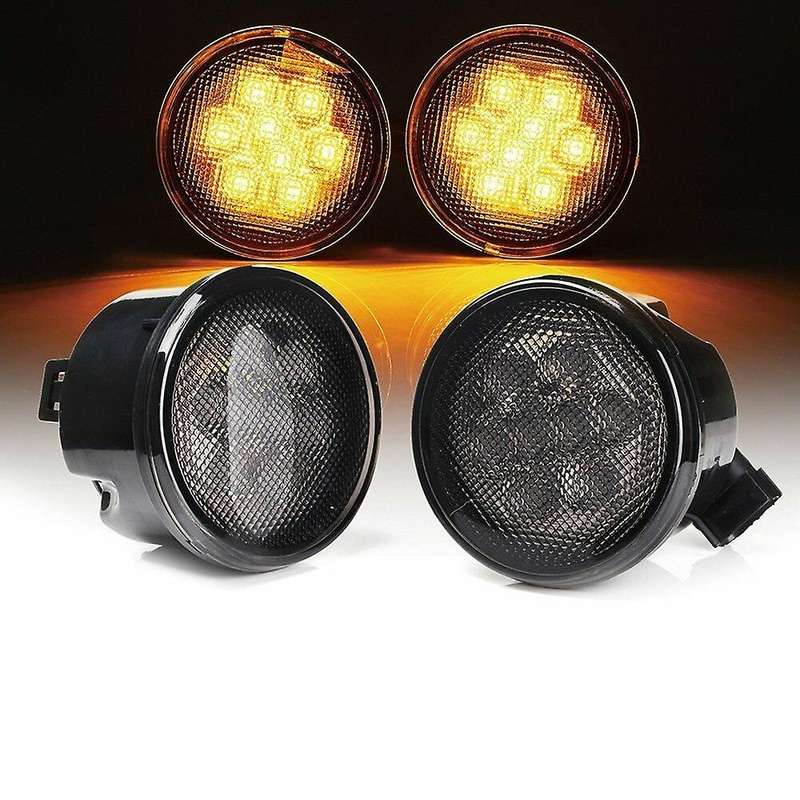 Car Front Grille LED Turn Signal Lights Smoke for JK 2007-2018