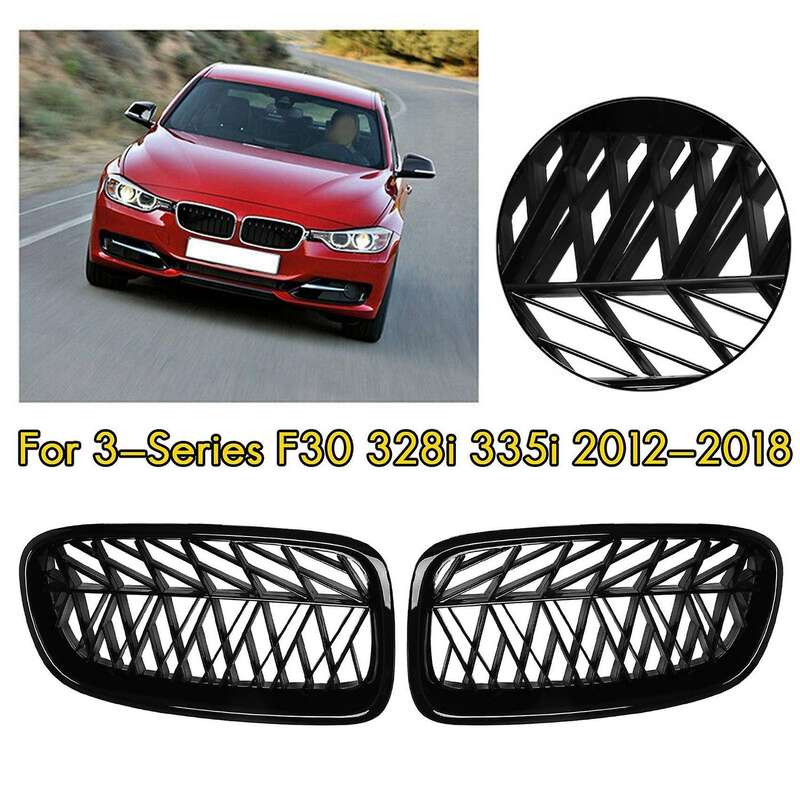 Car Front Grille Kidney Grill Slat for 3 Series F30 328I 335I 2012-2018 Black