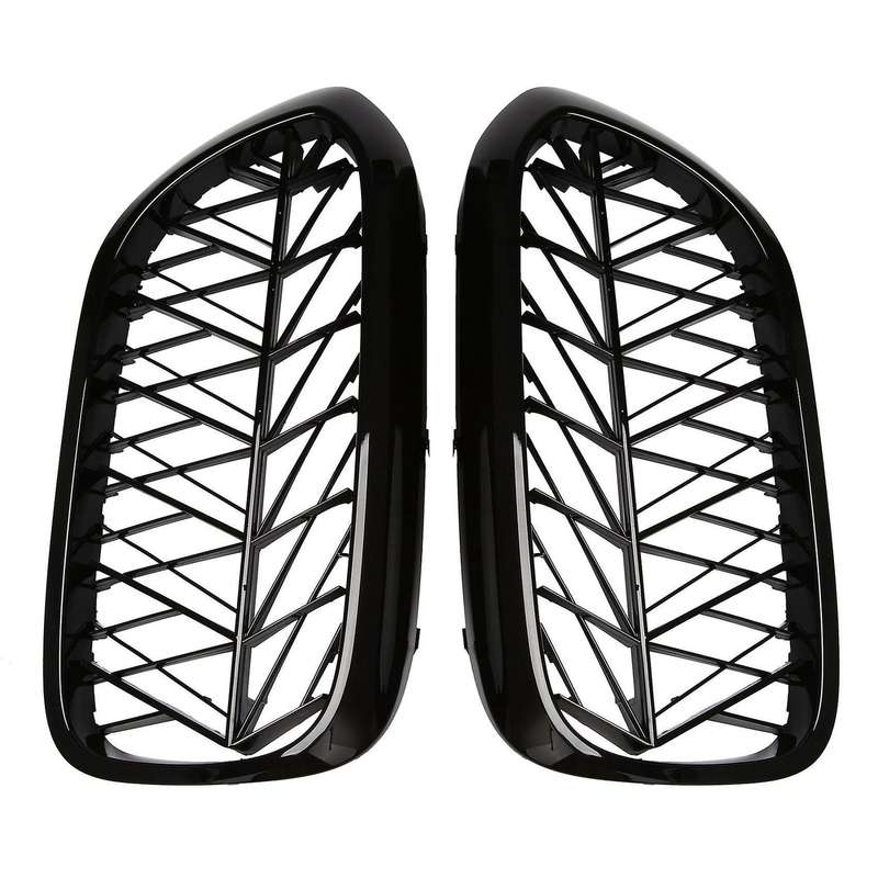Car Front Grille Kidney Grill Slat for 5 Series G30 G31 G38 F90 M5 2018 2019 Gloss Black ABS Plastic