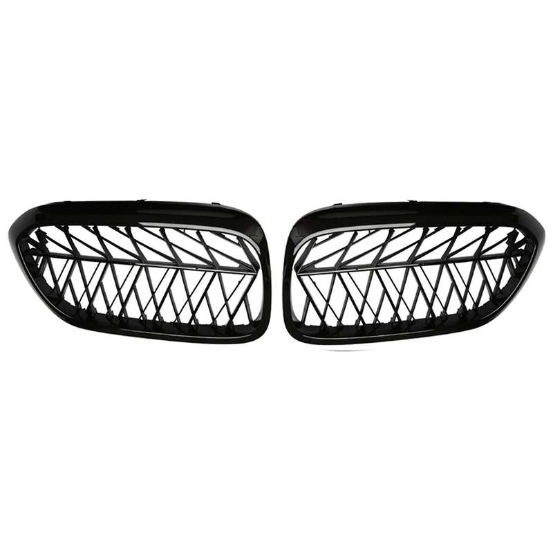 Car Front Grille Kidney Grill Slat for 5 Series G30 G31 G38 F90 M5 2018 2019 Gloss Black ABS Plastic