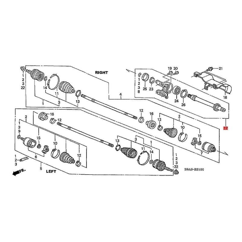 Car Front Half Shaft Assy Intermediate Shaft 44500--A10 for -V 2002-2006 Elements 2003-2011 44500SCV