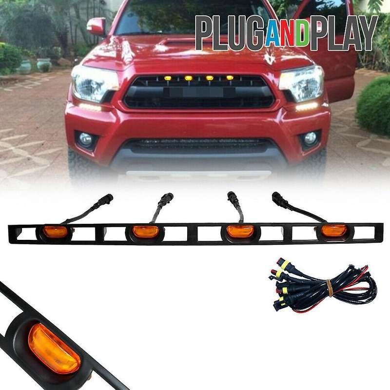 Car Front Hood Grille Amber LED Lights Assy with Wire Harness for 2012-2015