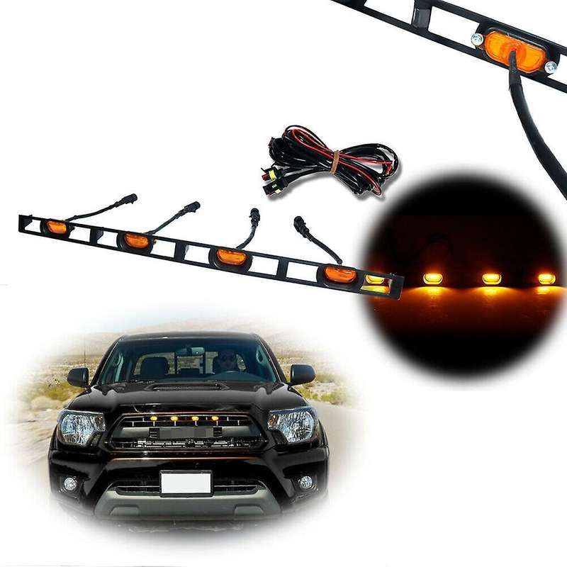 Car Front Hood Grille Amber LED Lights Assy with Wire Harness for 2012-2015