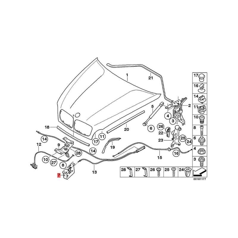 Car Front Hood Lock Latch Safety Catch 51237178753 for E70 X5 E71 E72 X6 2008-2014 Lock Cylinder Cov