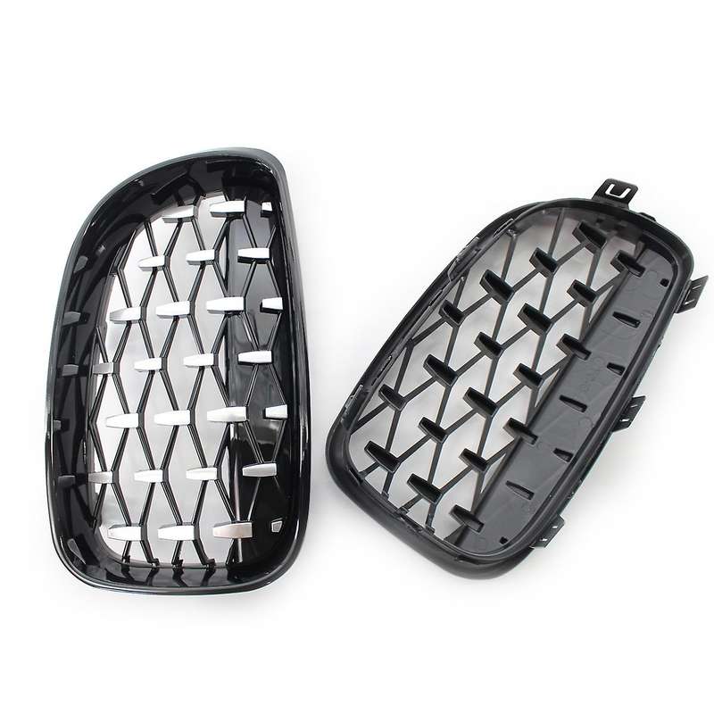 Car Front Kidney Grill, Pair Front Hood Diamond Grille Grill for  1 Series E81 E82 E87 E88 2007-2013