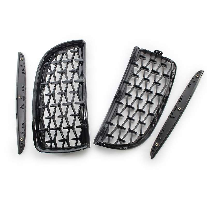 Car Front Kidney Grill,1 Pair Front Hood Diamond Grille Grill for  3 Series E90 E91 2005-2008