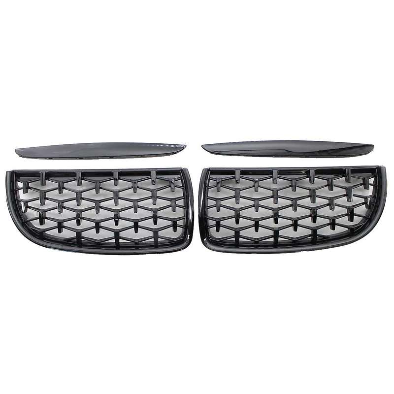 Car Front Kidney Grill,1 Pair Front Hood Diamond Grille Grill for  3 Series E90 E91 2005-2008