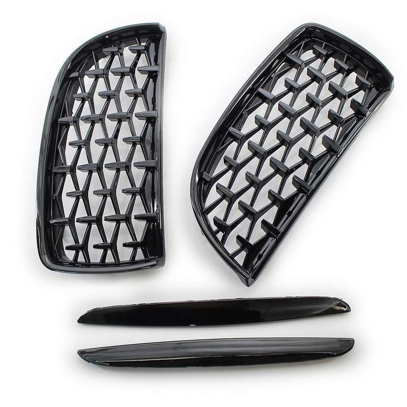 Car Front Kidney Grill,1 Pair Front Hood Diamond Grille Grill for  3 Series E90 E91 2005-2008
