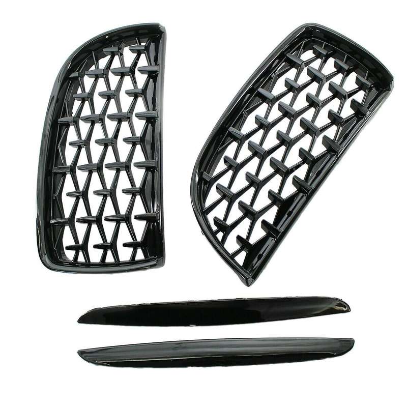 Car Front Kidney Grill, Front Hood Diamond Grille Meteor Grill for - 3 Series Sedan E90 E91 2005 200