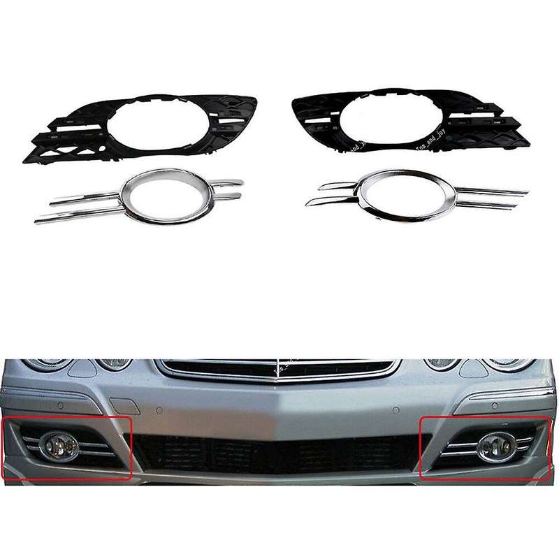 Car Front L &R Chromed Bumper Fog Light Grills Trim for - W211 E320 07-09 A2118851174 A2118851274