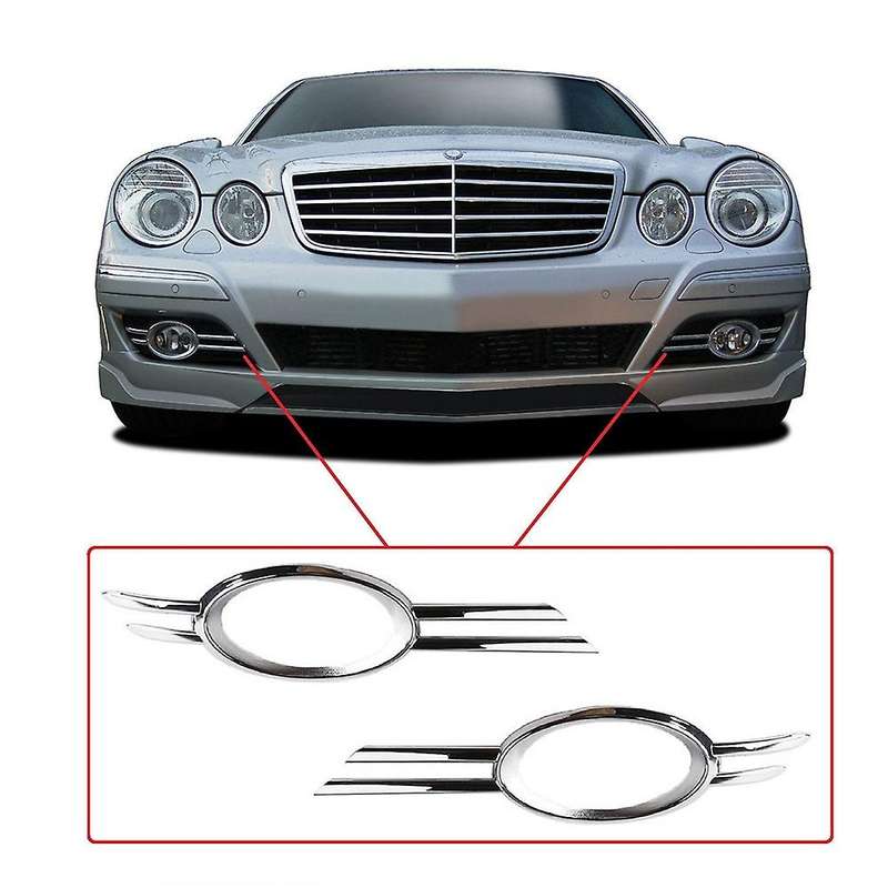 Car Front L &R Chromed Bumper Fog Light Grills Trim for - W211 E320 07-09 A2118851174 A2118851274