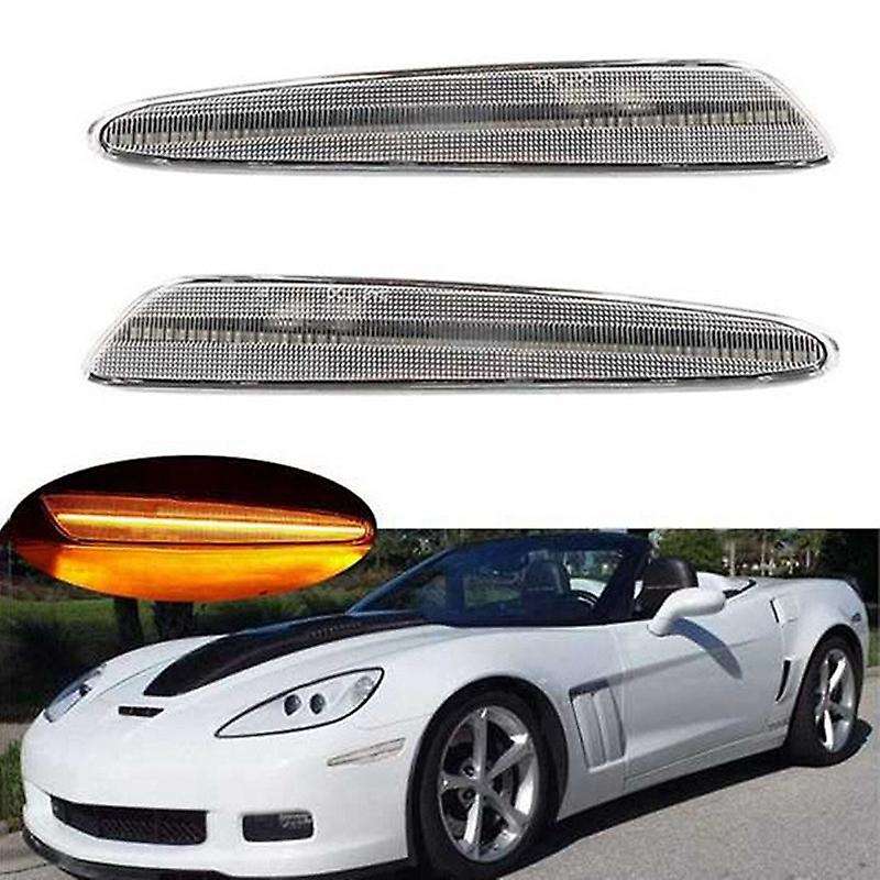 Car Front LED Side Marker Turn Signal Lamps Side Marker Lights for C6 2005-2013
