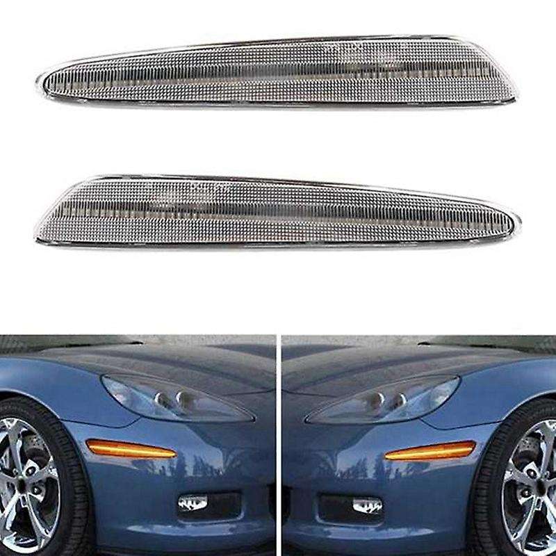 Car Front LED Side Marker Turn Signal Lamps Side Marker Lights for C6 2005-2013