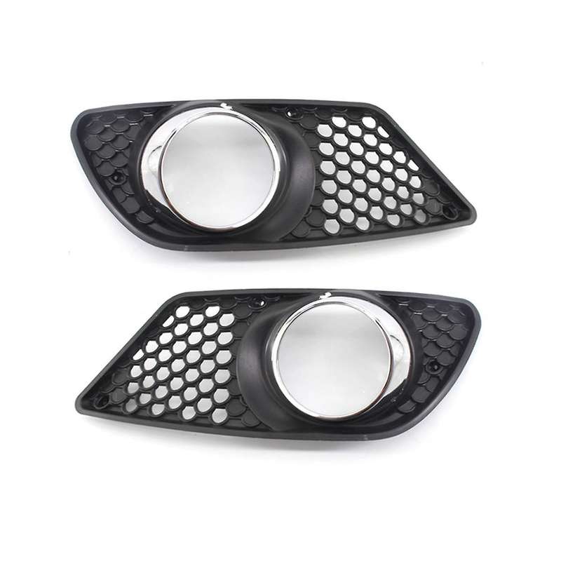 Car Front Left Bumper Fog Light Grille Fog Lamp Grill Cover with Chrome Frame for C- W204 2008-2010