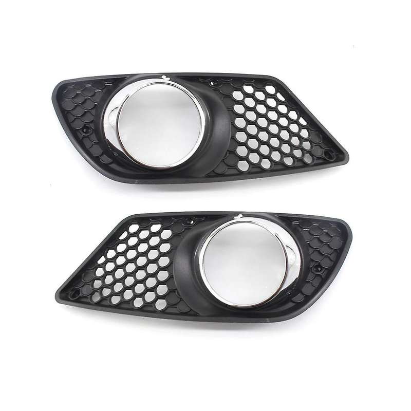 Car Front Left Bumper Fog Light Grille Fog Lamp Grill Cover with Chrome Frame for C- W204 2008-2010