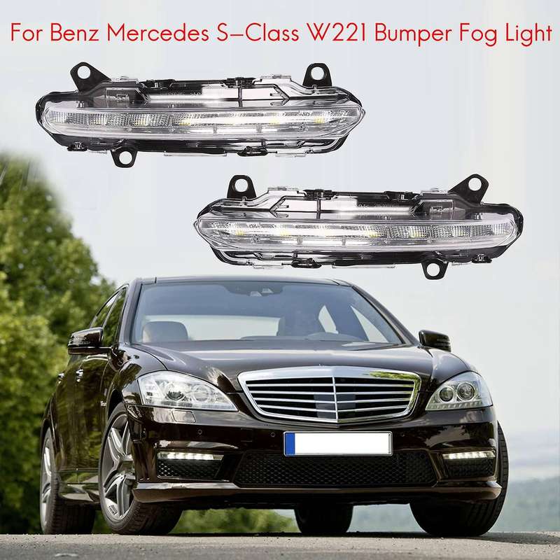 Car Front Left+Right Fog Lamp for S-Class W221 Bumper Fog Light LED DRL Daytime Running