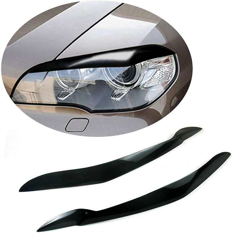 Car Front Resin Headlight Eyebrow Eyelid Cover for X5 E70 2007-2013 Gloss Black