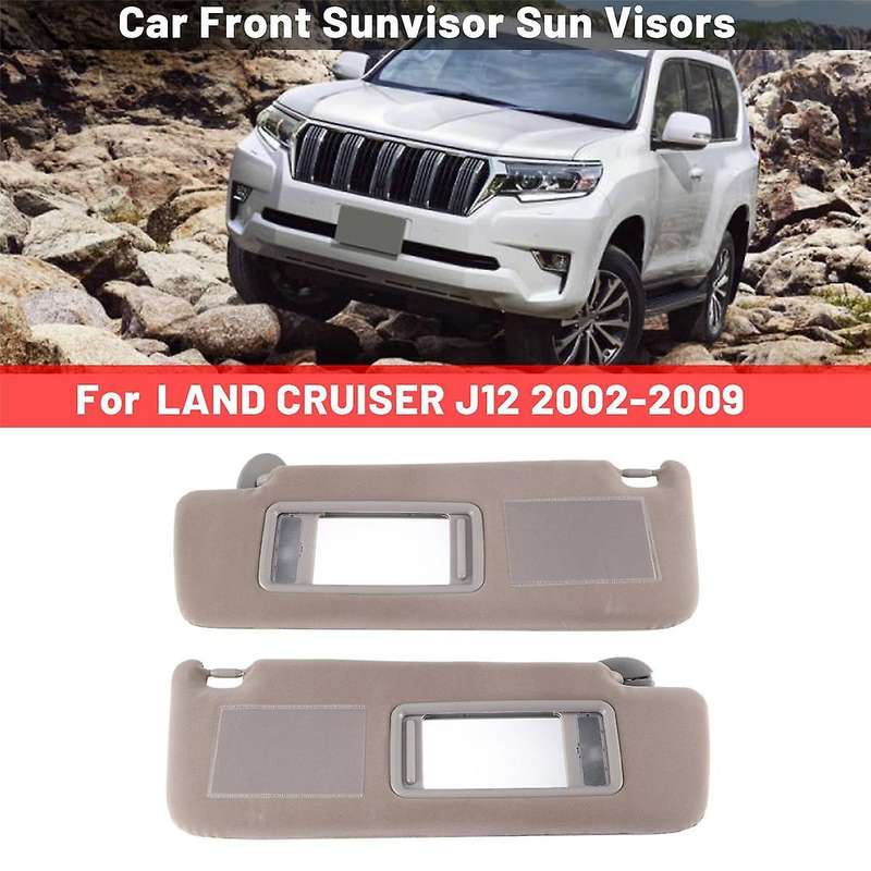 Car Front Sunvisor Sun Visors with Mirrors & LED Lights for LAND CRUISER J12 LC120 2002-2009