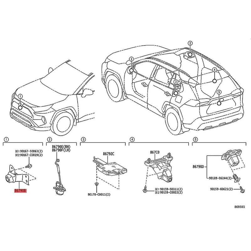 Car Front View Camera 86790-0E280 86790-0R200 86790-0R181 for 2019-2023 Surround Assist Camera