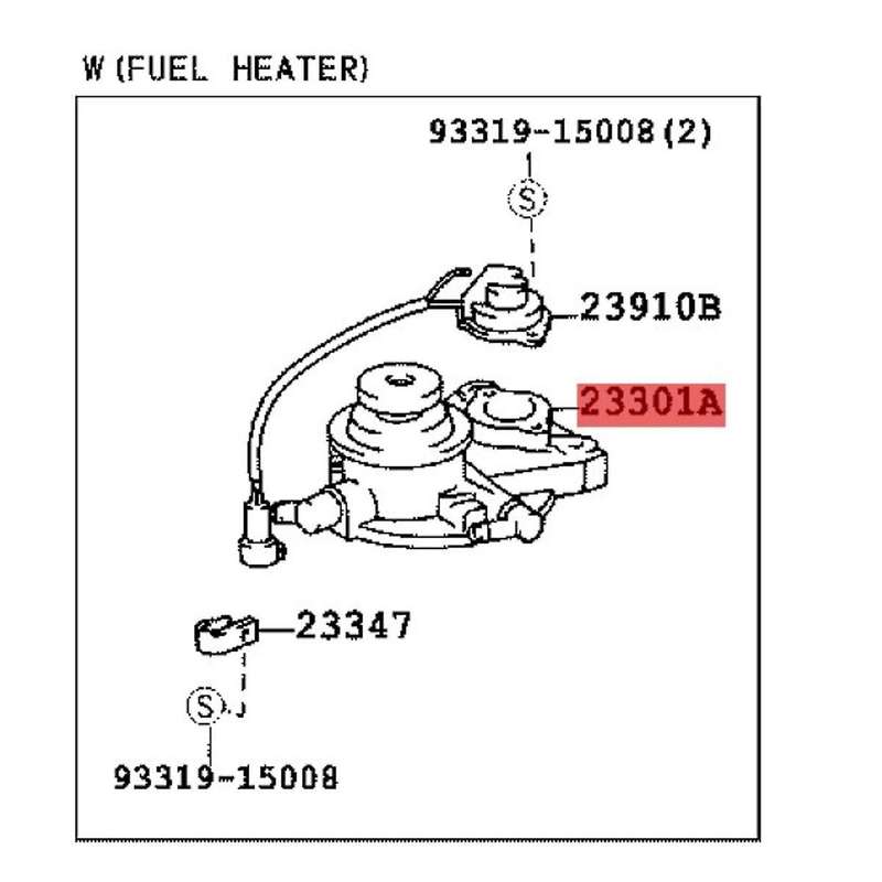 Car Fuel Filter Cap Primer Pump Cover 23380-17430 for Coaster 1993-2016 Kzn165r / 1kzte 1997-2005 3l