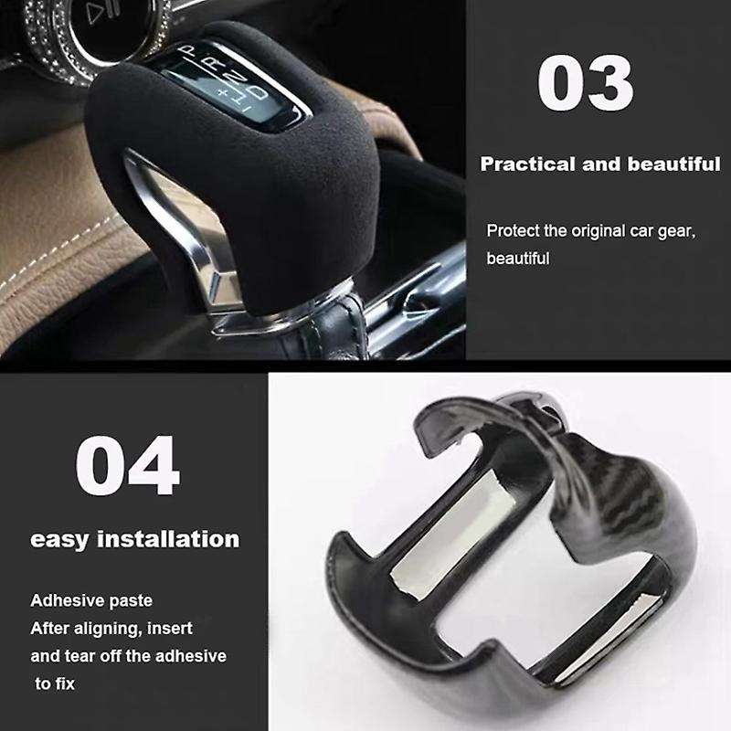 Car Gear Head Decorative Cover Carbon Fiber Pattern Gear Grip Accessories for 18-21 Xc60 Xc90 S90 V9