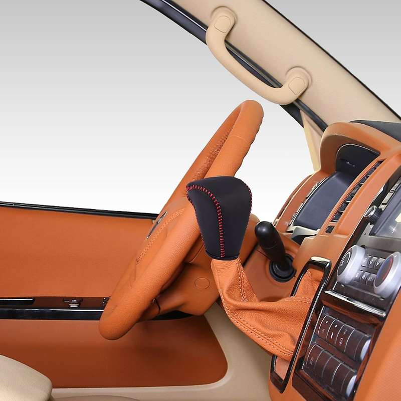 Car Gear Shift Cover,Leather Shift Lever Cover Pack of 1 Piece Black
