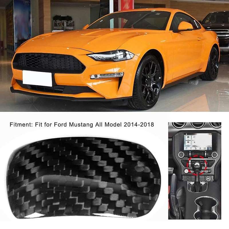 Car Gear Shift Knob CoverTrim for 2014-2018 Dry Carbon Fiber Gear Shift Sticker Interior Accessories