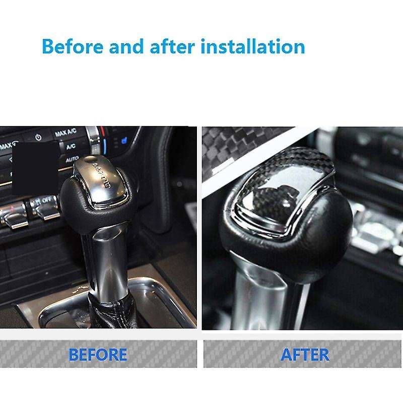 Car Gear Shift Knob CoverTrim for 2014-2018 Dry Carbon Fiber Gear Shift Sticker Interior Accessories