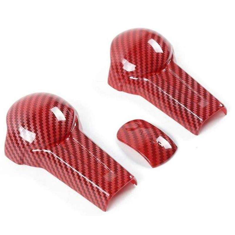 Car Gear Shift Knob Cover Trim for 2015 -2020 Red Carbon Fiber Gear Head Decoration Sticker Accessor
