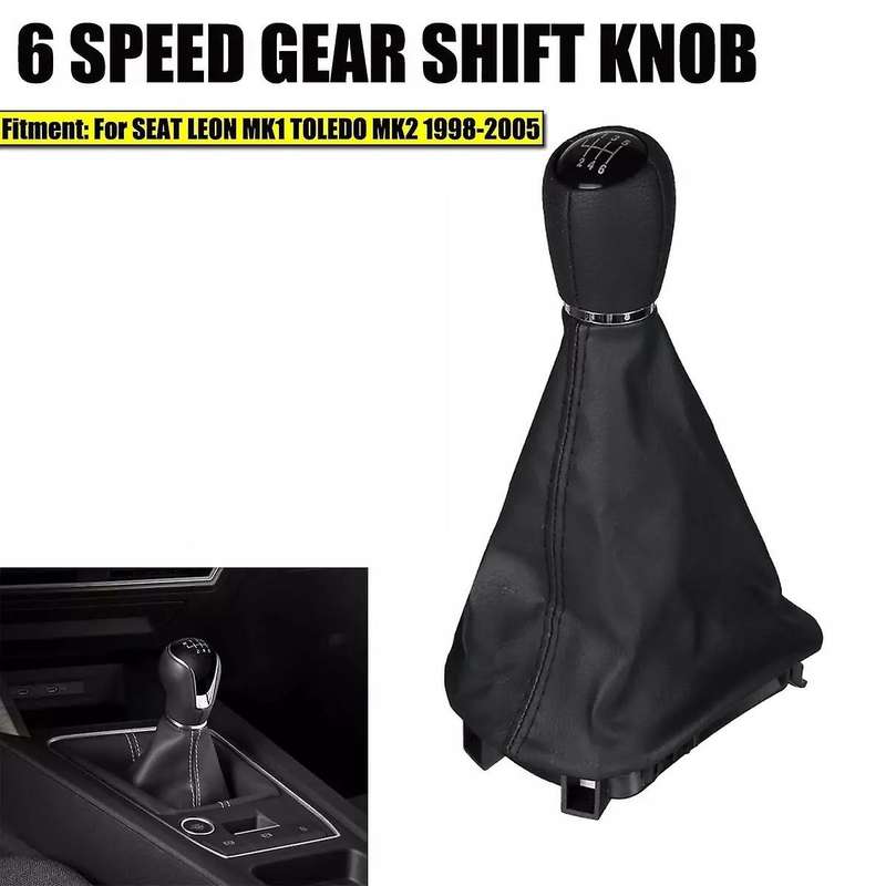 Car Gear Shift Knob Head 6 Speed Gear Shift Lever Stick with Gaitor Boot Cover for SEAT MK1 TOLEDO M