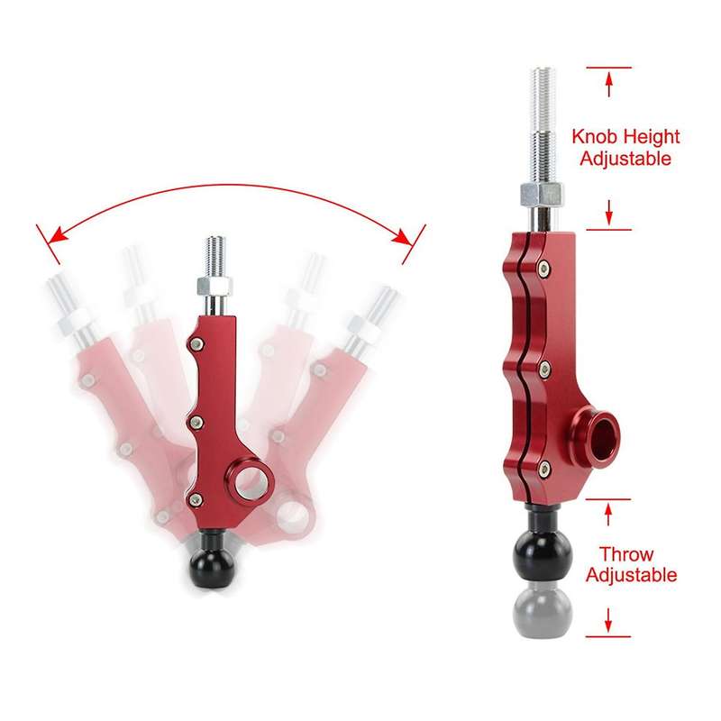 Car Gear Shift Lever Adjustable Short Height Throw Shifter for 2008-2014 Black