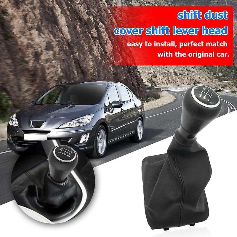 Car Gear Shift Lever 5 Speed Gear Shift Knob with Boot Cover for 206 406