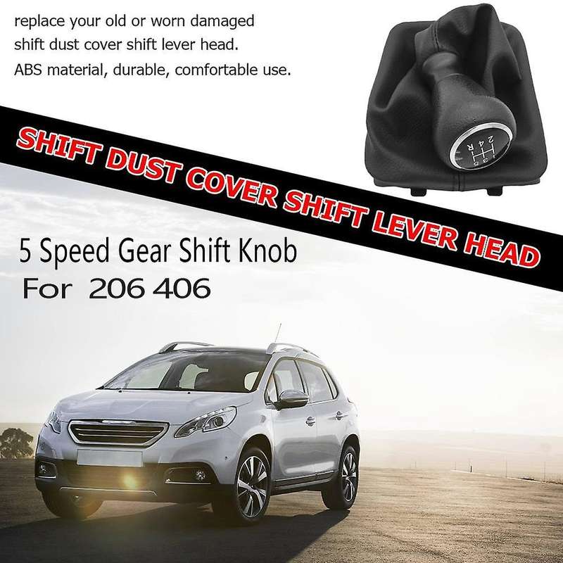 Car Gear Shift Lever 5 Speed Gear Shift Knob with Boot Cover for 206 406
