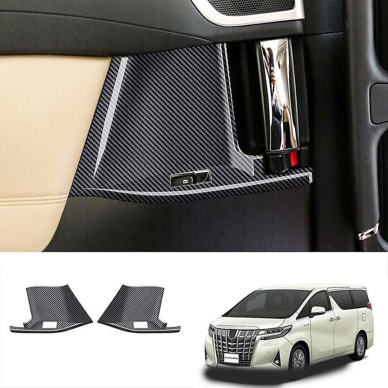 Car Glass Switch Panel Door Armrest Lift Button Glass Switch Panel Cover for ALPHARD 2015-2019 Carbo