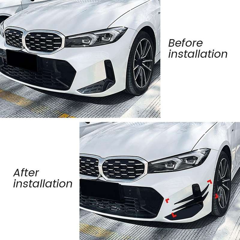 Car Gloss Black Front Bumper Side Canards Splitter Spoiler Fog Lamp Trim for G20 G21 2023+