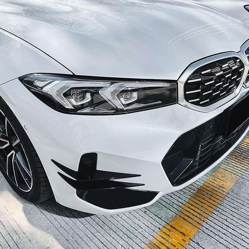 Car Gloss Black Front Bumper Side Canards Splitter Spoiler Fog Lamp Trim for G20 G21 2023+