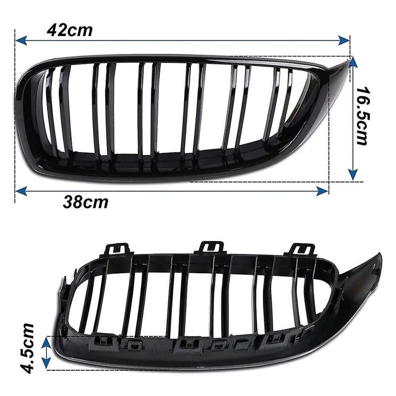 Car Gloss Black Front Kidney Twin FIns Dual Slat Grille for 4 Series F32 F33 F36 F80 F82 F83 2015-20