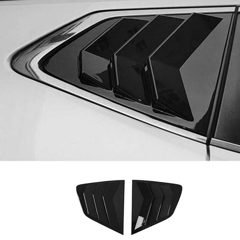 Car Gloss Black Rear Window Louver Shutter Cover Trim for Rogue T32 2014-2020 Window Side Vent Trim