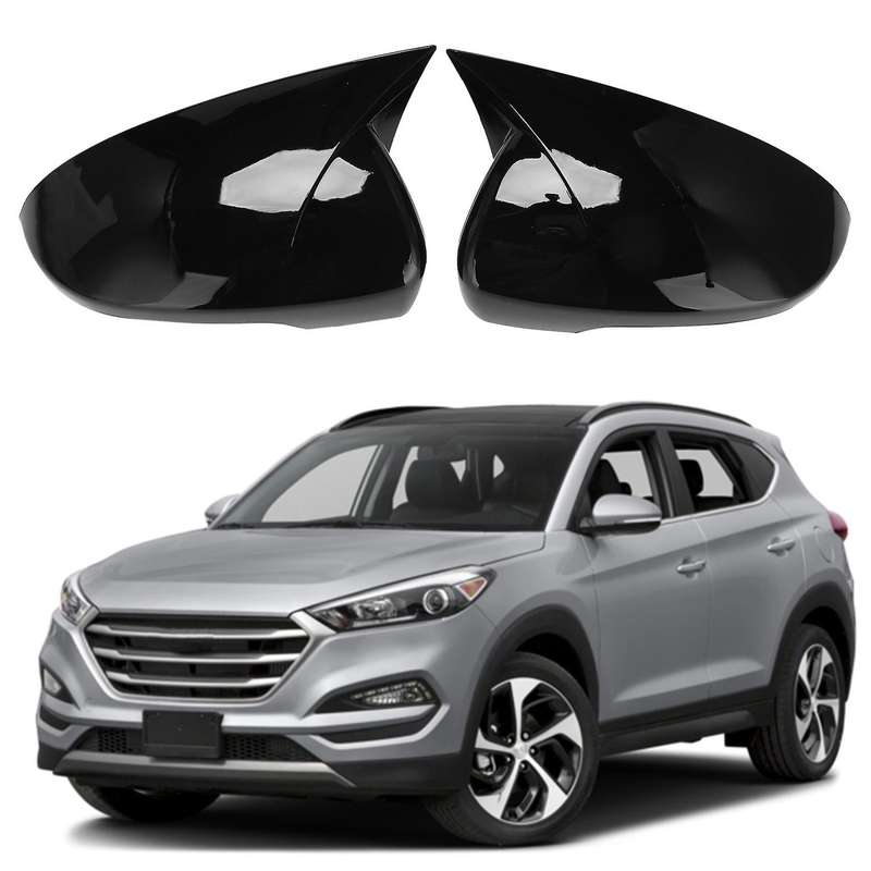 Car Glossy Black Ox Horn Rearview Side Glass Mirror Cover Trim Side Mirror Caps for 2015-2020