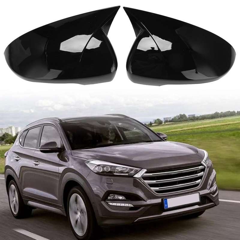 Car Glossy Black Ox Horn Rearview Side Glass Mirror Cover Trim Frame Side Mirror Caps for 2015-2020