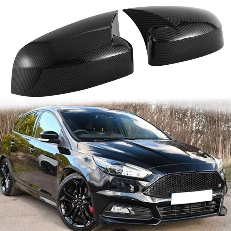 Car Glossy Black Ox Horn Rearview Side Glass Mirror Cover Trim Frame Side Mirror Caps for Focus Mk3
