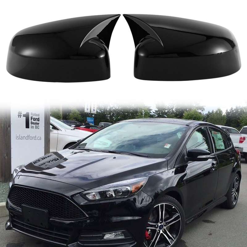 Car Glossy Black Ox Horn Rearview Side Glass Mirror Cover Trim Frame Side Mirror Caps for Focus Mk3