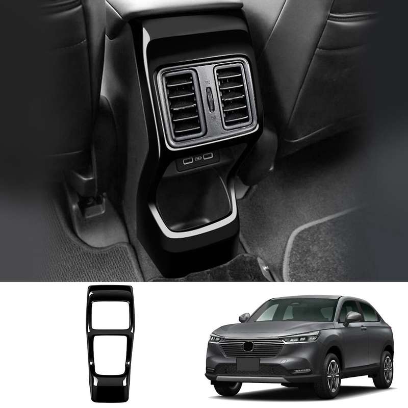 Car Glossy Black Rear Vent Outlet Frame Compatible Honda Vezel HRV 2021 2022