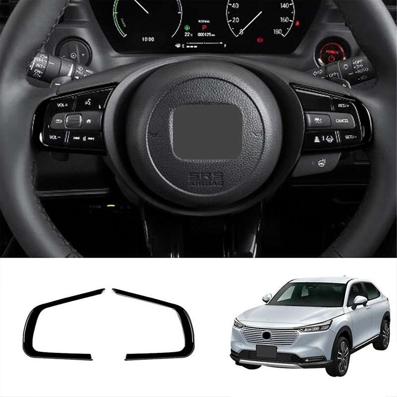 Car Glossy Black Steering Wheel Panel Cover Trim Decoration Frame Sticker for Vezel -v 2021 2022