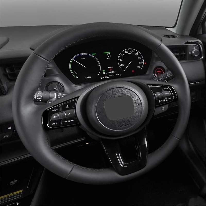 Car Glossy Black Steering Wheel Panel Cover Trim Decoration Frame Sticker for Vezel -v 2021 2022