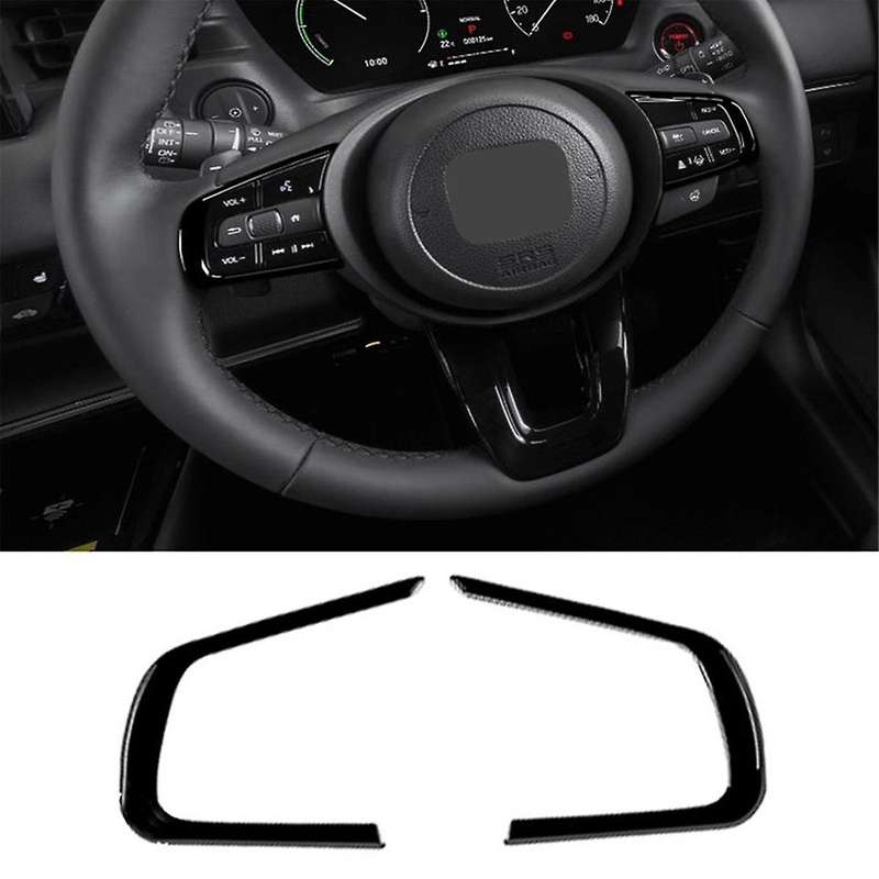 Car Glossy Black Steering Wheel Panel Cover Trim Decoration Frame Sticker for Vezel -v 2021 2022