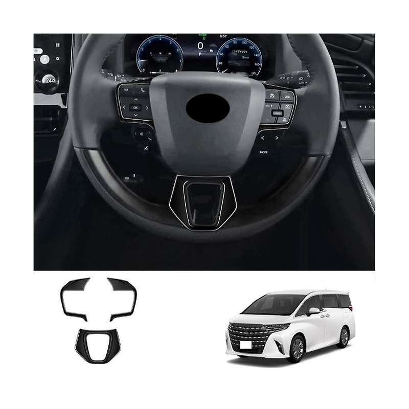 Car Glossy Black Steering Wheel Trim Frame Cover Sticker Car Inner Accessories for Alphard 40 Series